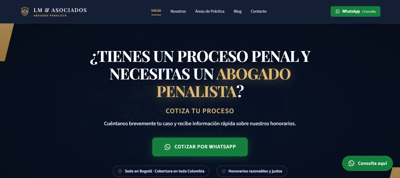 Captura del proyecto LM & Asociados Abogados Penalistas
