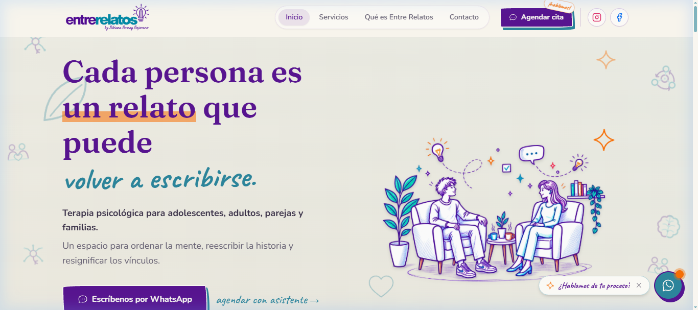 Captura del proyecto Entre Relatos Psicoterapia
