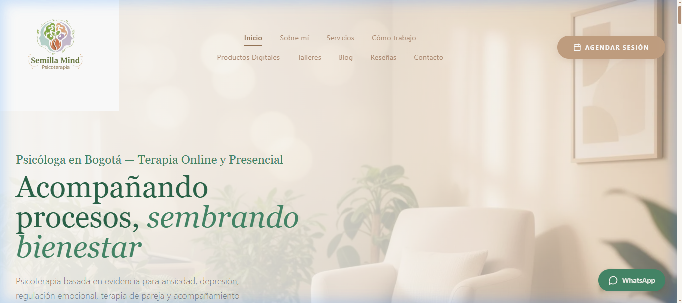 Captura del proyecto SemillaMind Psicoterapia